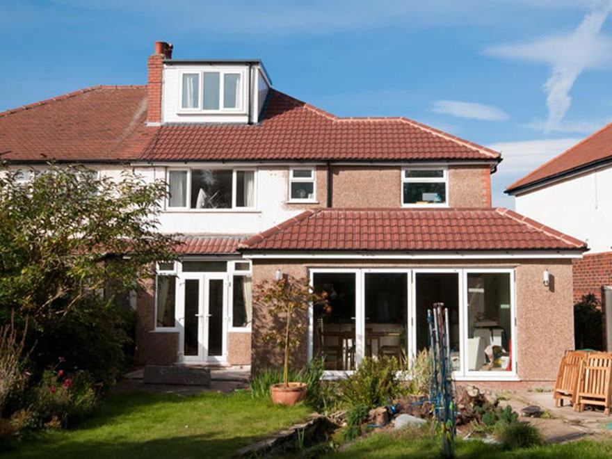 Single-storey rear extension with French doors on a 1930s semi
