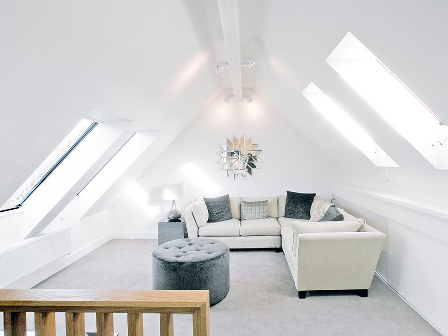 Loft lounge with three roof windows