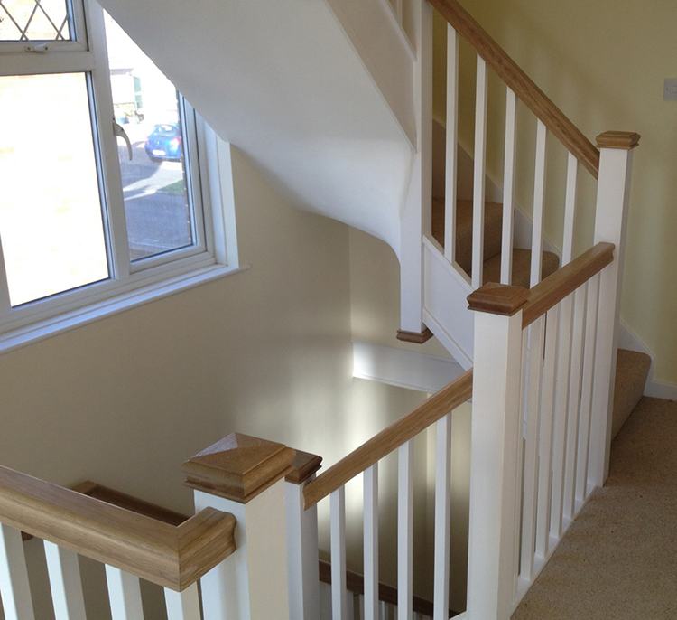 New staircase with oak handrail