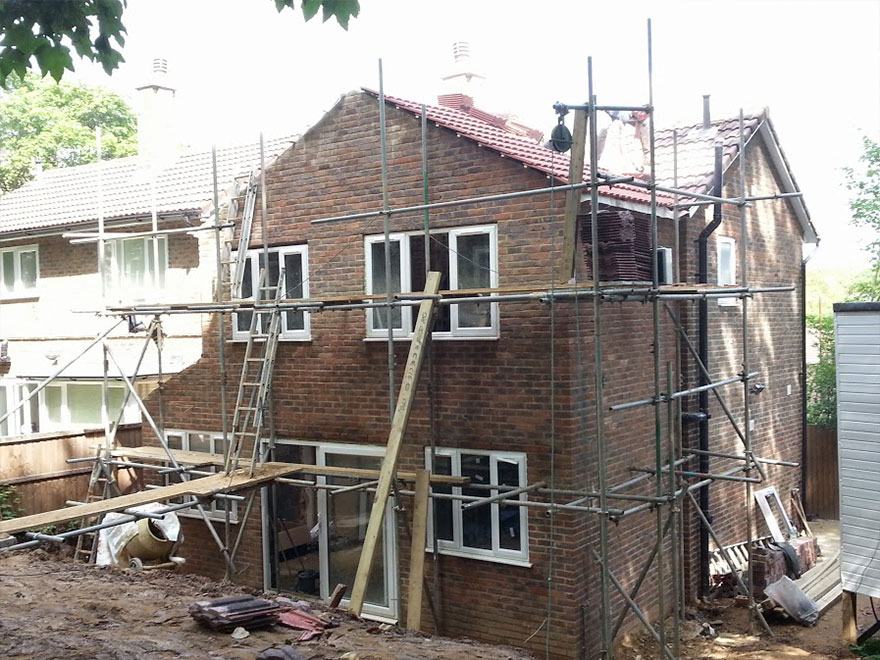 Two-storey extension brickwork complete