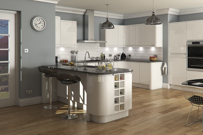 Kitchen with island at the Woodcote Green new build